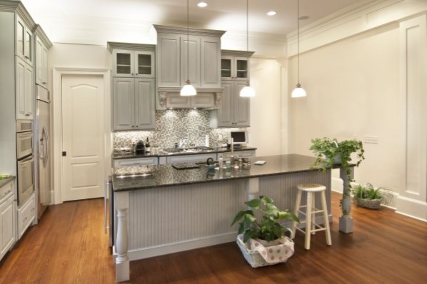 Grey and white cabinets
