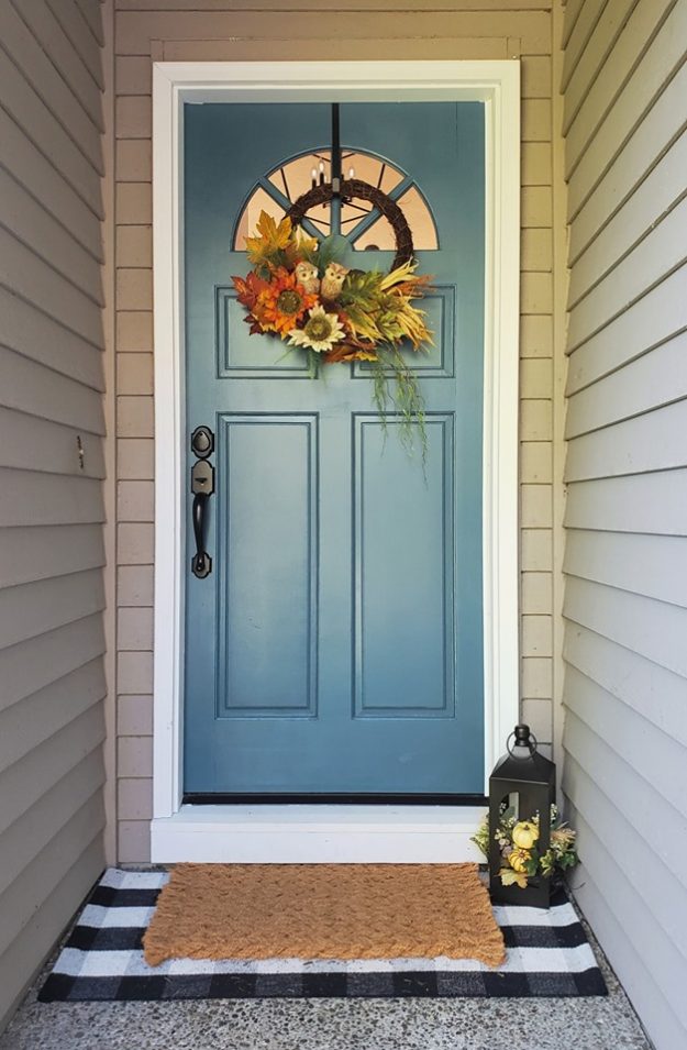 fall decor painted front door